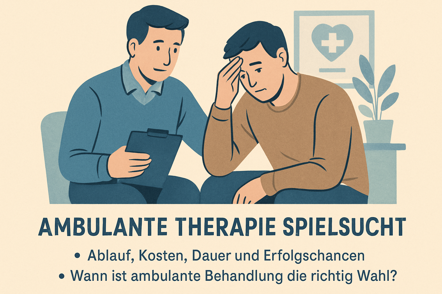 Therapeutisches Einzelgespräch in ambulanter Praxis mit vertrauensvoller Atmosphäre