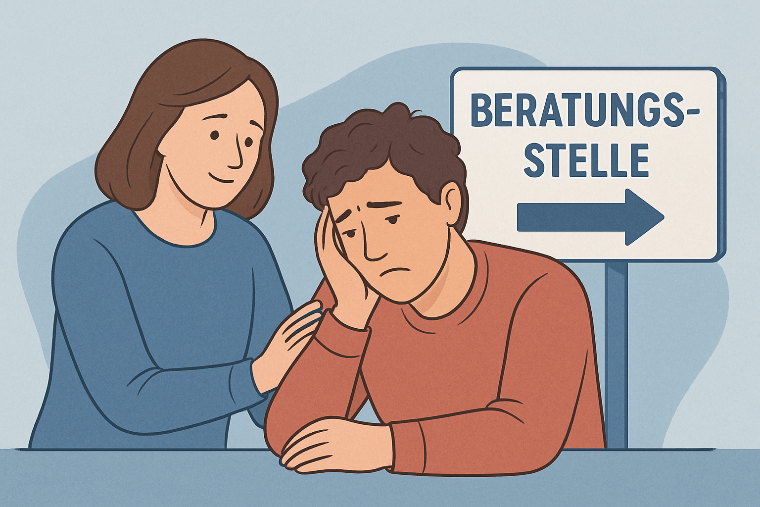 Beratungsgespräch in vertraulicher Atmosphäre, symbolisiert professionelle Hilfe bei Spielsucht